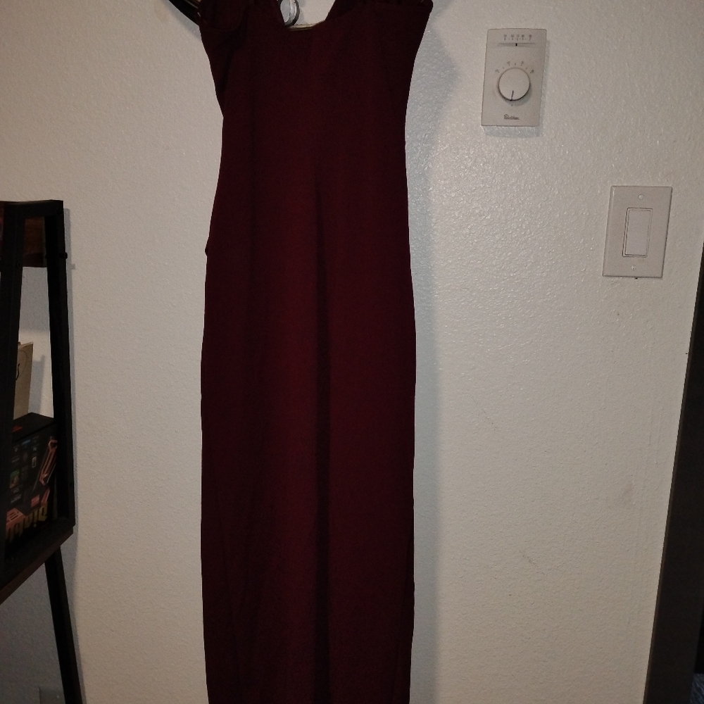 Emerald Sundae Red Asymmetrical Sheath Dress Mock Neck